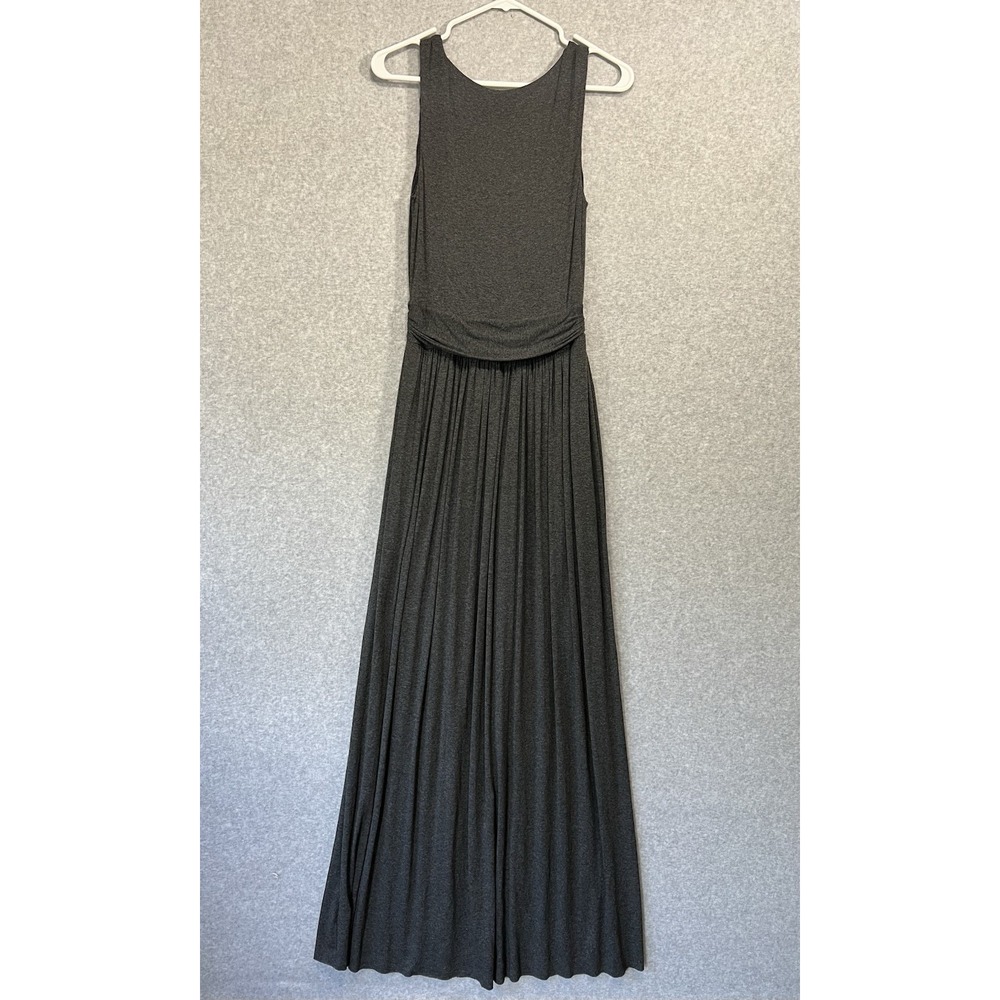 Anthropologie Bailey 44 NWT Charcoal Twist Front Maxi Dress Raw Hem Sleeveless M - Picture 3 of 6
